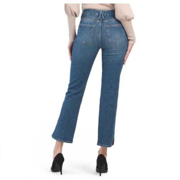 Women's Good American Curve Ankle Straight Blue High Rise Jeans - Picture 3 of 10